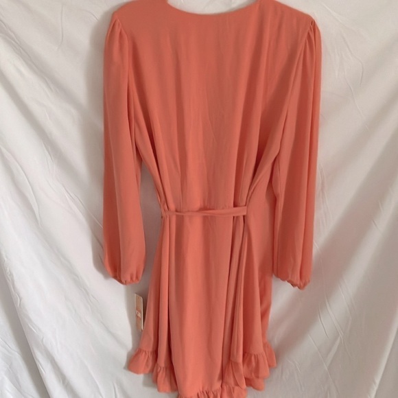 GB: Peach Ruffle Wrap Dress- Midi- High/low- XL - Picture 13 of 16